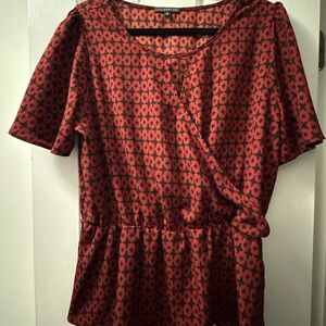 West Kei Red Geometric Blouse